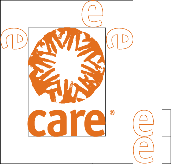 CARE vertical logo with minimum clear space