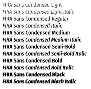 Fira Sans font weights