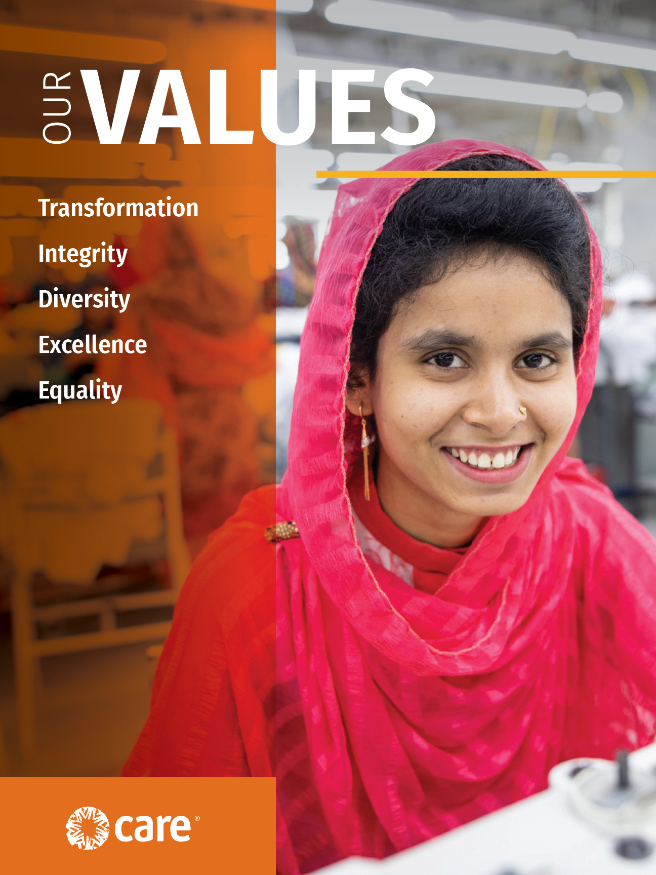 "Our values - transformation, integrity, diversity, excellence, equality."