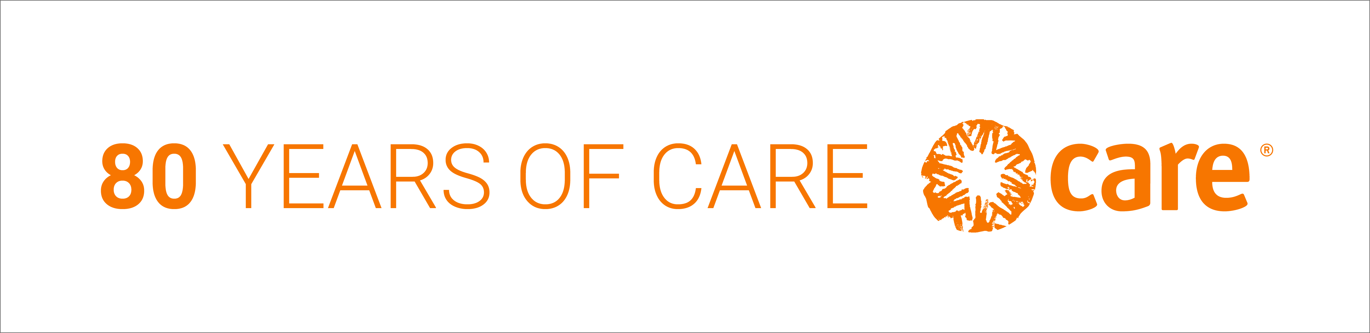 Orange horizontal CARE 80-year lockups