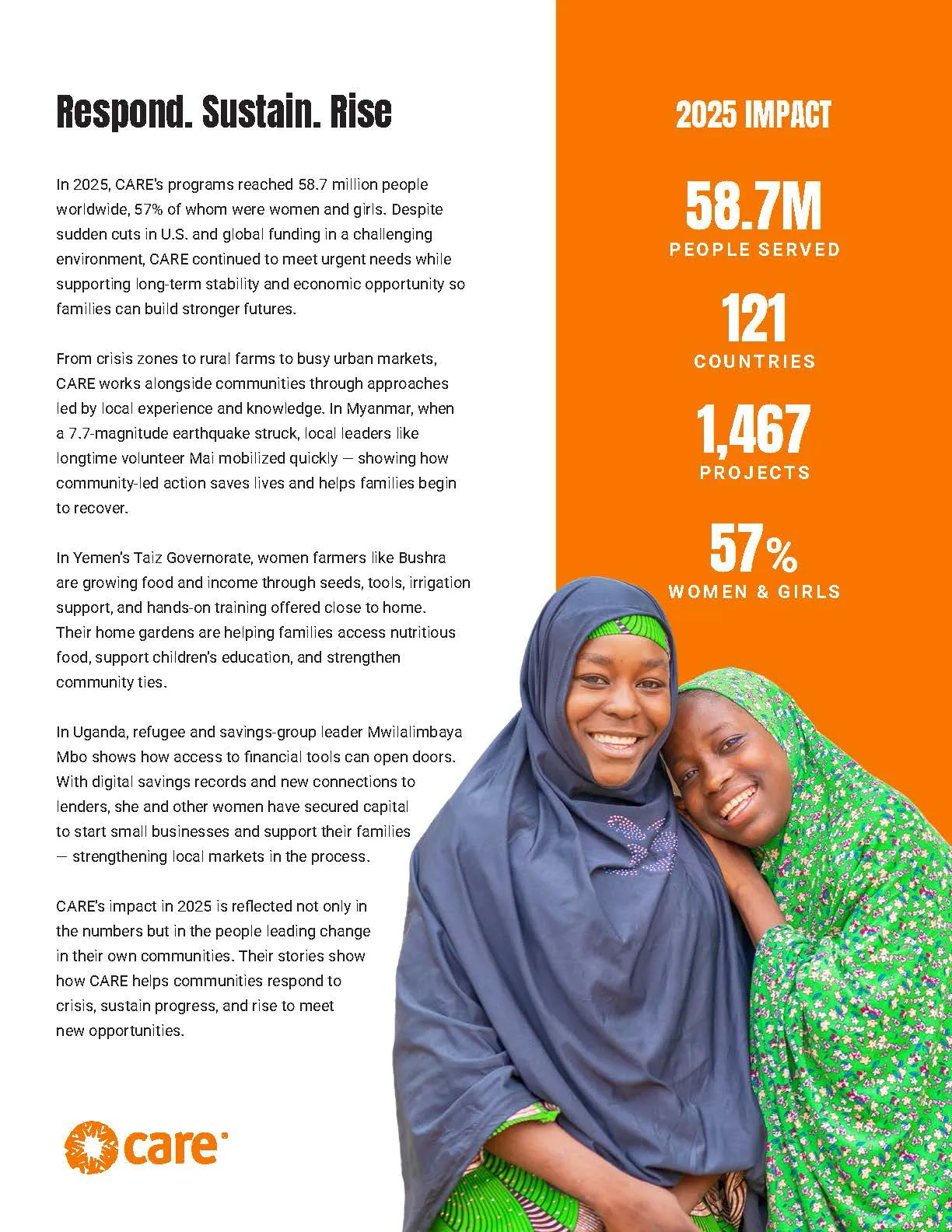 First page of the CARE 2025 fact sheet